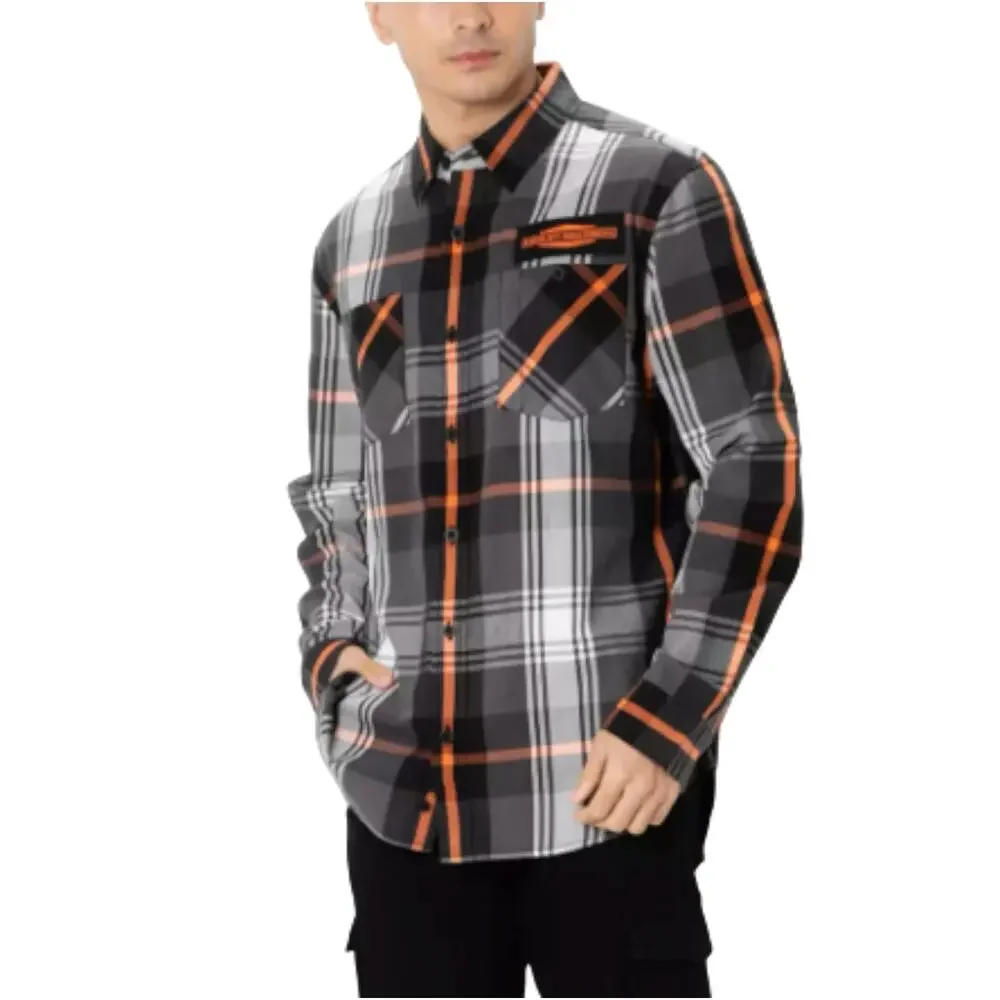 HARLEY-DAVIDSON Stacked Bar & Shield Long Sleeve Plaid Shirt 3XL Moto Biker NWOT